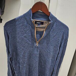 Blue Quarter Zip Sweater - Blue - Men's M - Merino Wool